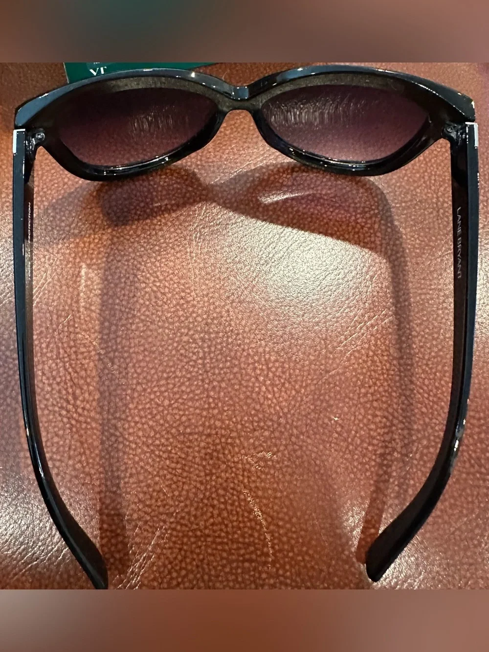 Lane Bryant Oversized Cat-Eye All Black Sunglasses 100% UV Protection w/Case EUC